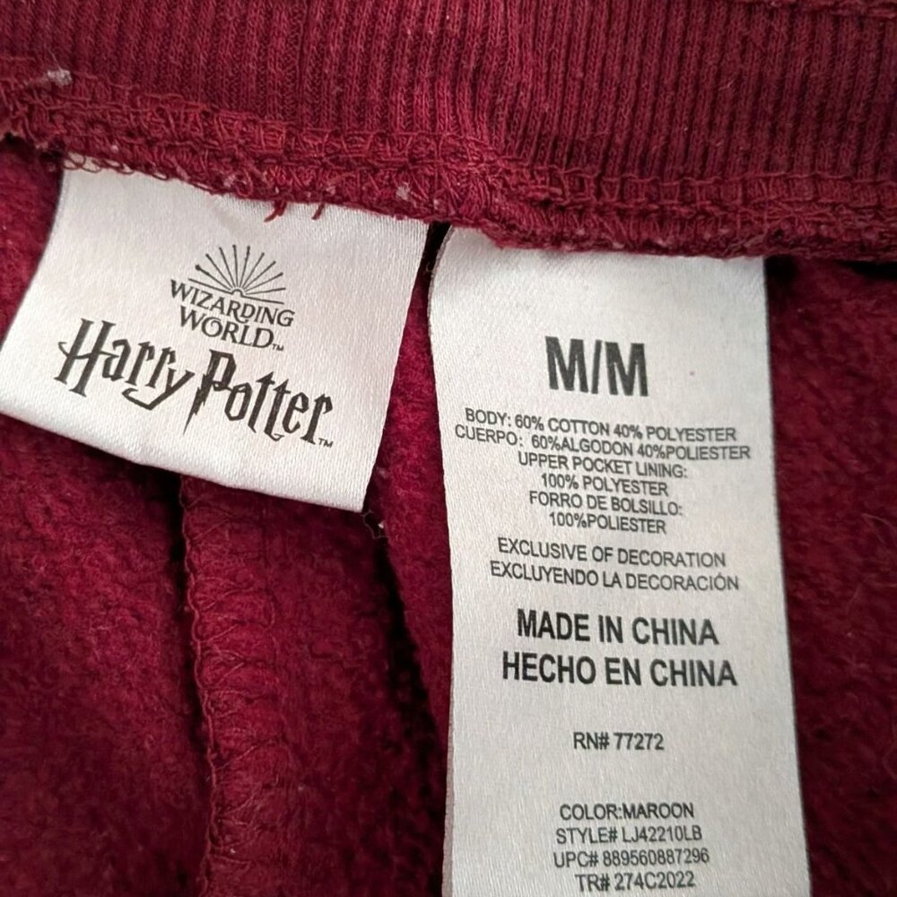Harry Potter Jogger Womens Medium Maroon Hogwarts Sweatpant Pull On Drawstring - Picture 3 of 5